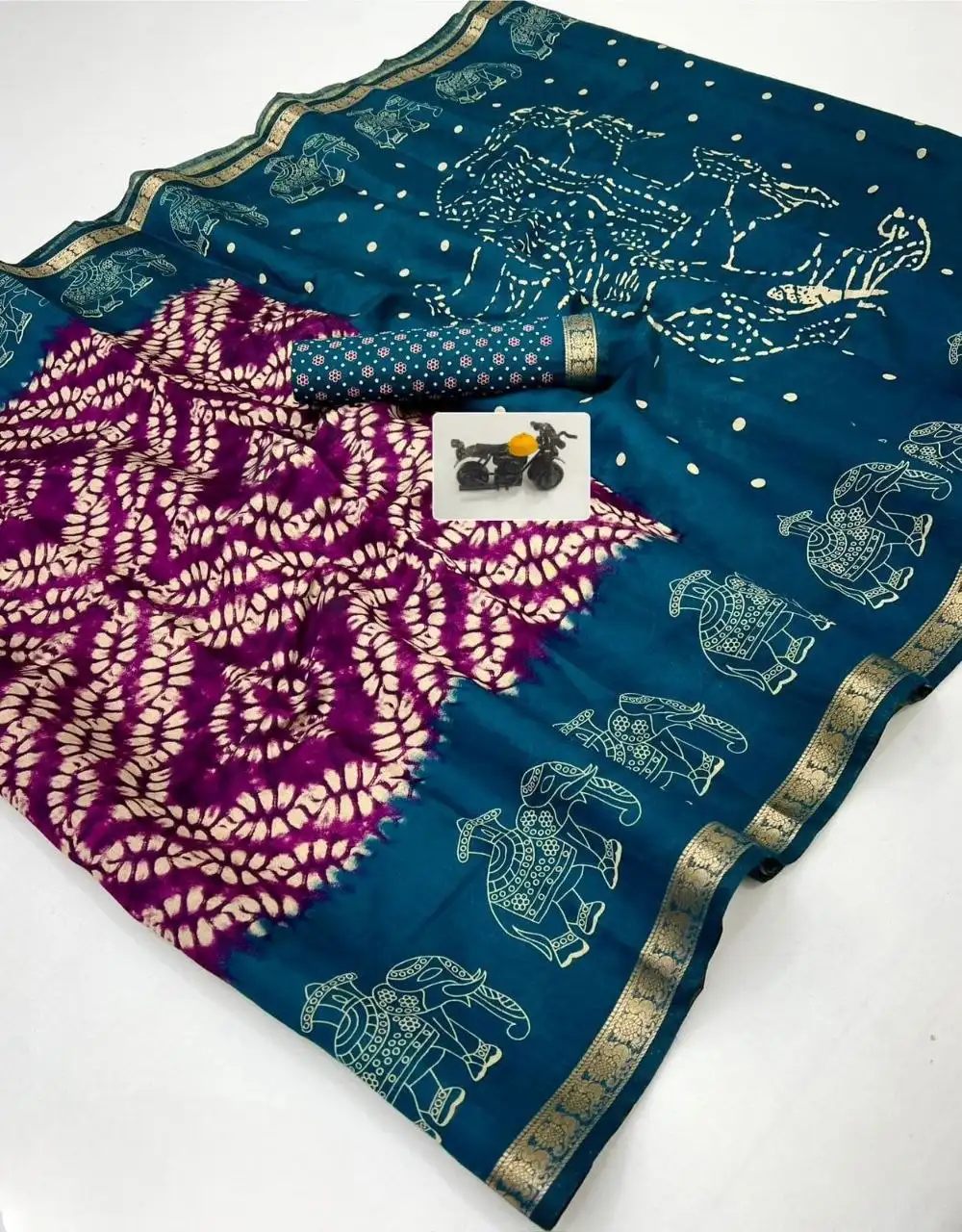 Apsara Rani Pink Vintage Elephant Border Mangalagiri Silk Saree